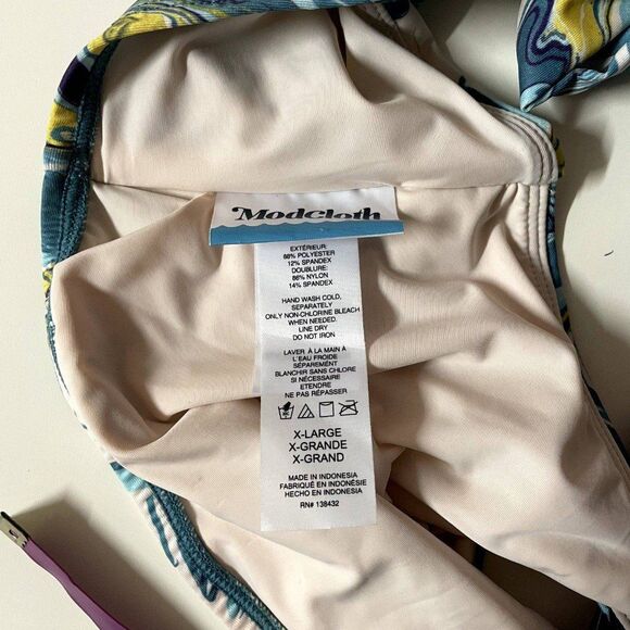 ModCloth Blue Marble Swirl Swim Top Size XL EUC - Picture 6 of 12